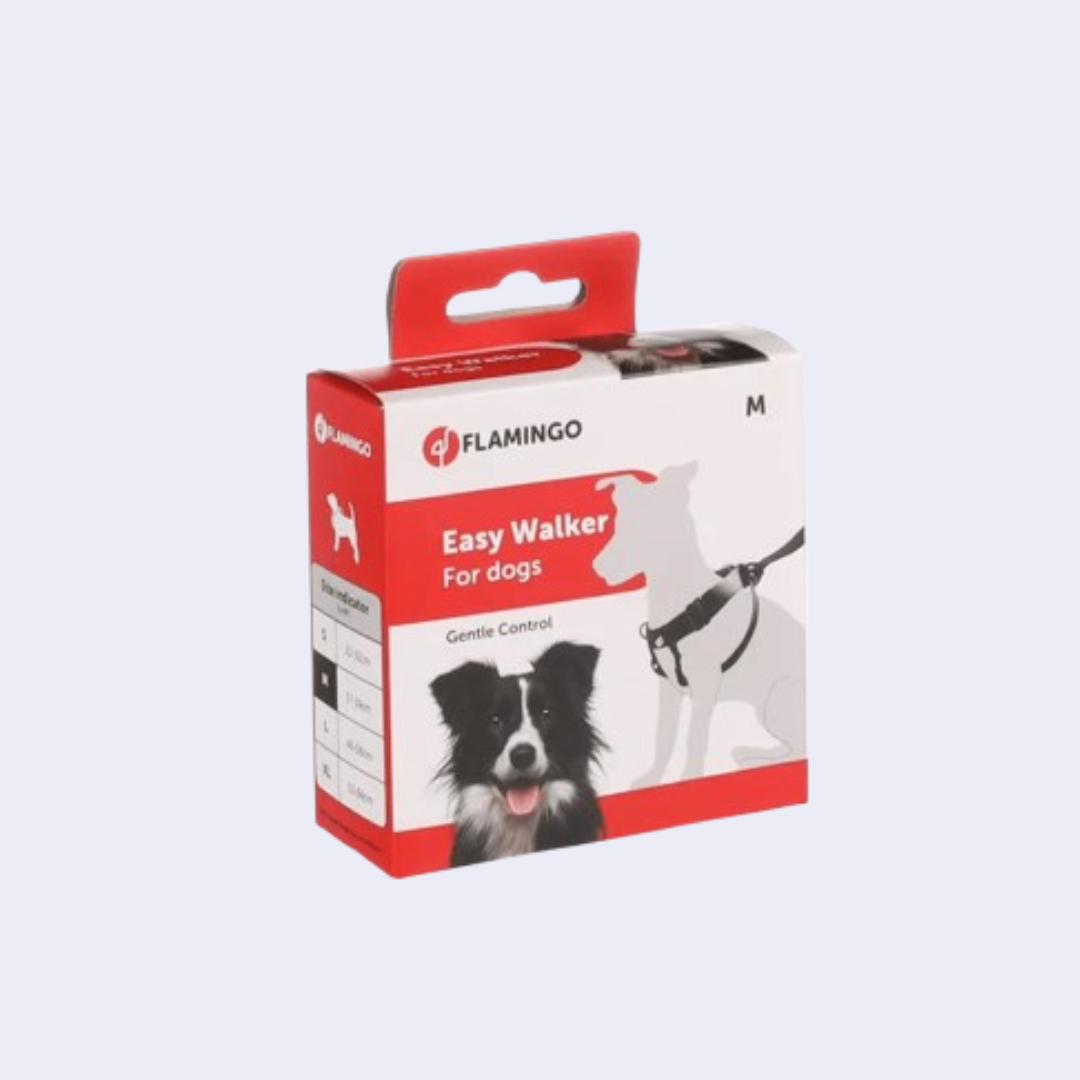 HARNAIS POUR CHIEN EASY WALKER NOIR – FLAMINGO